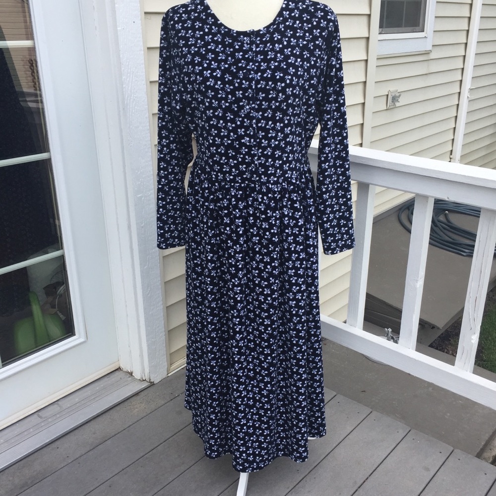 FADS Velvety Blue & white Print Dress   M